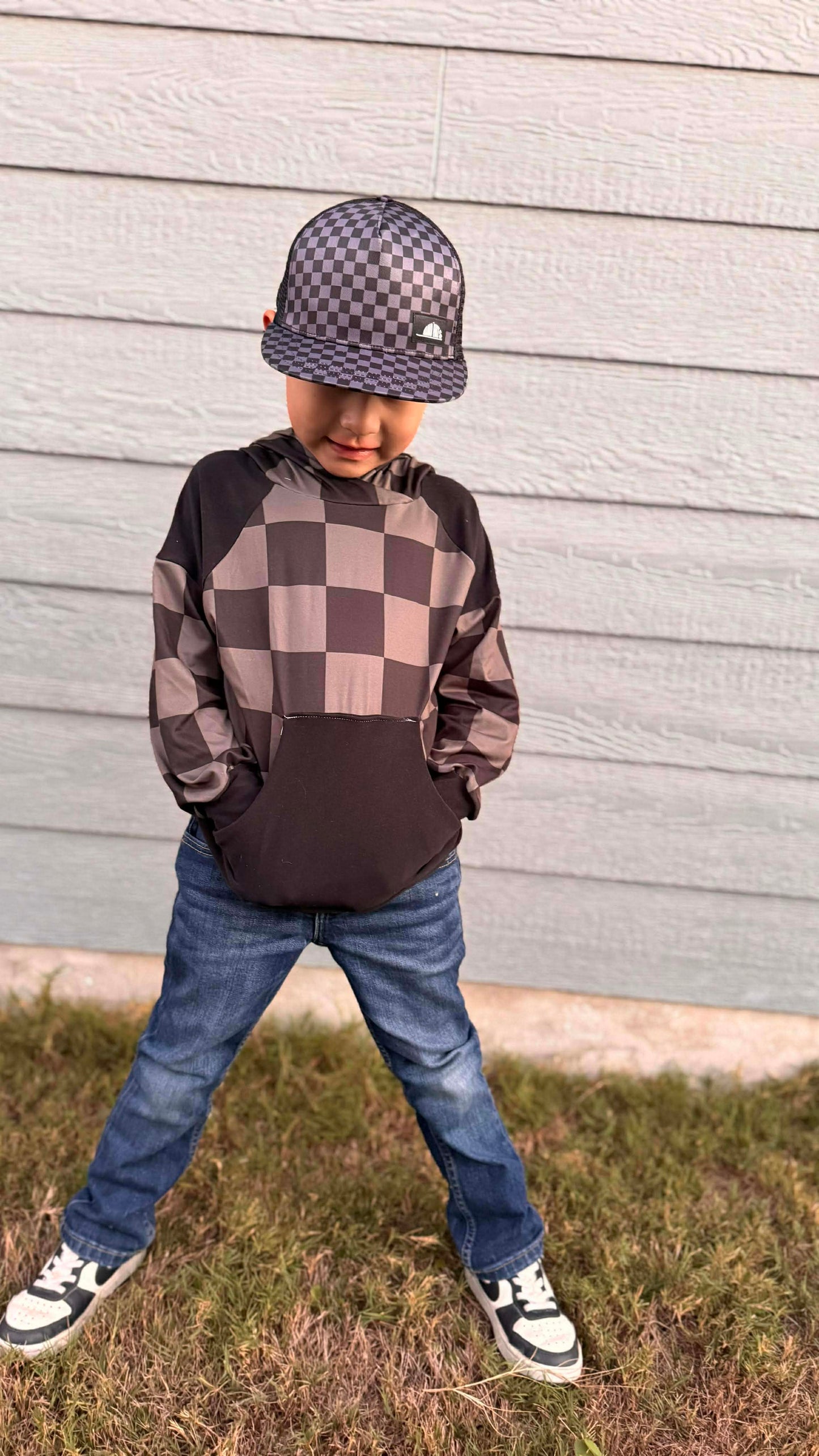 Charcoal Checks Hoodie