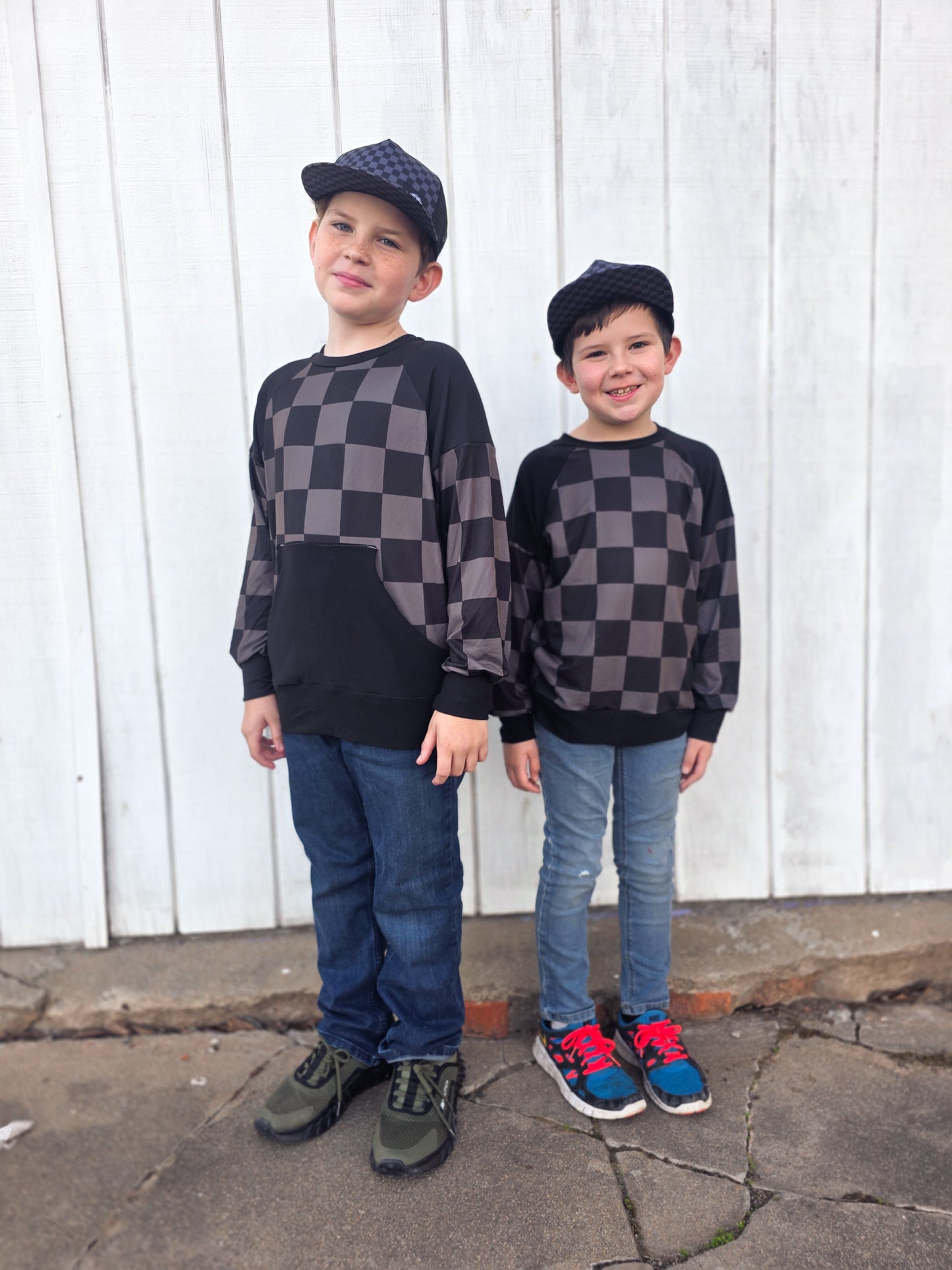 Charcoal Checks Crewneck