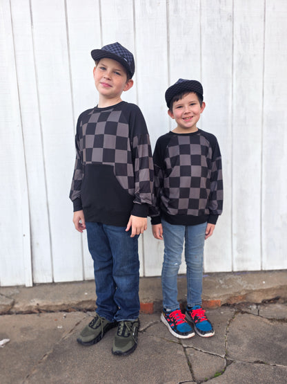 Charcoal Checks Crewneck