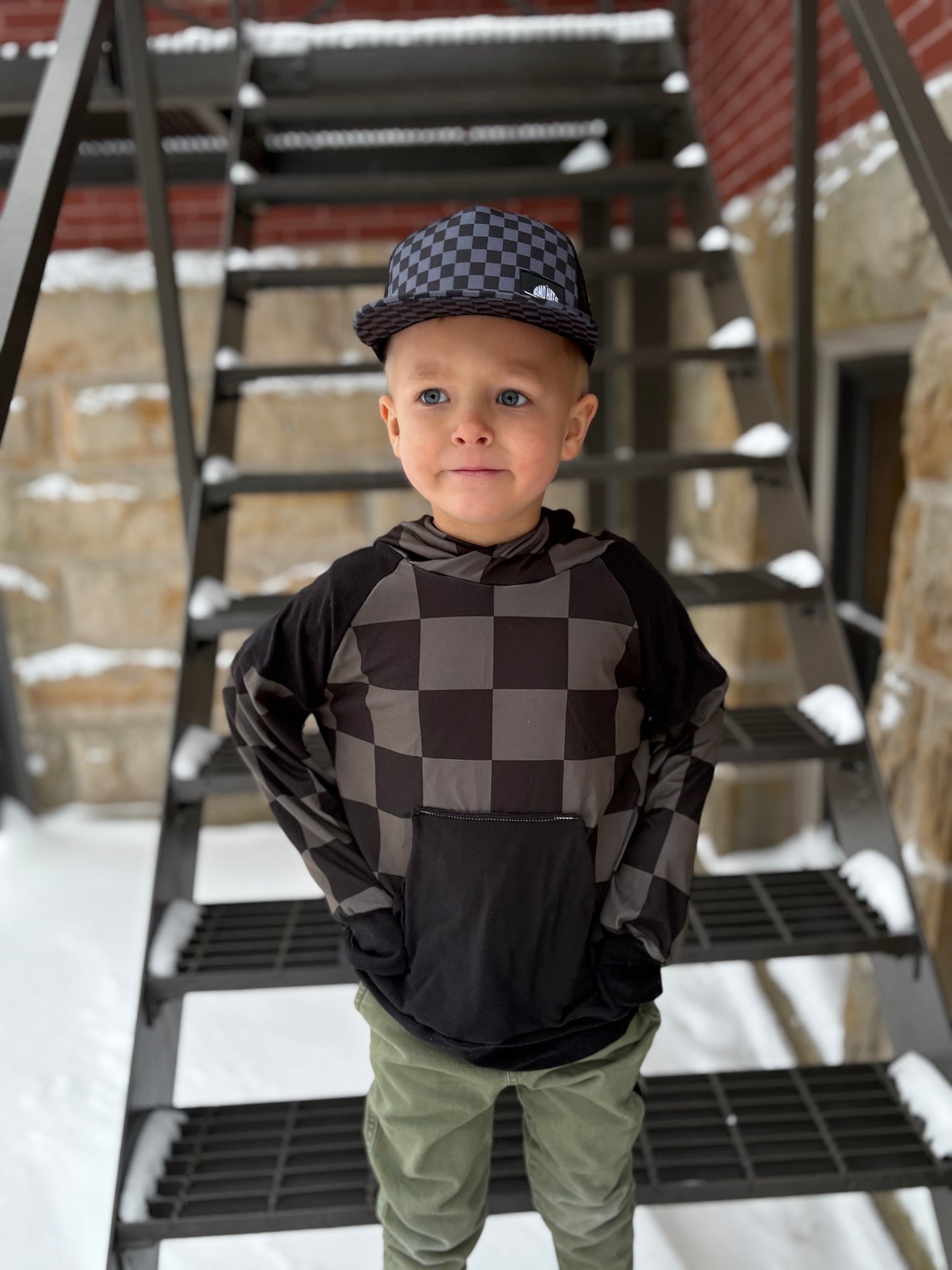 Charcoal Checks Hoodie