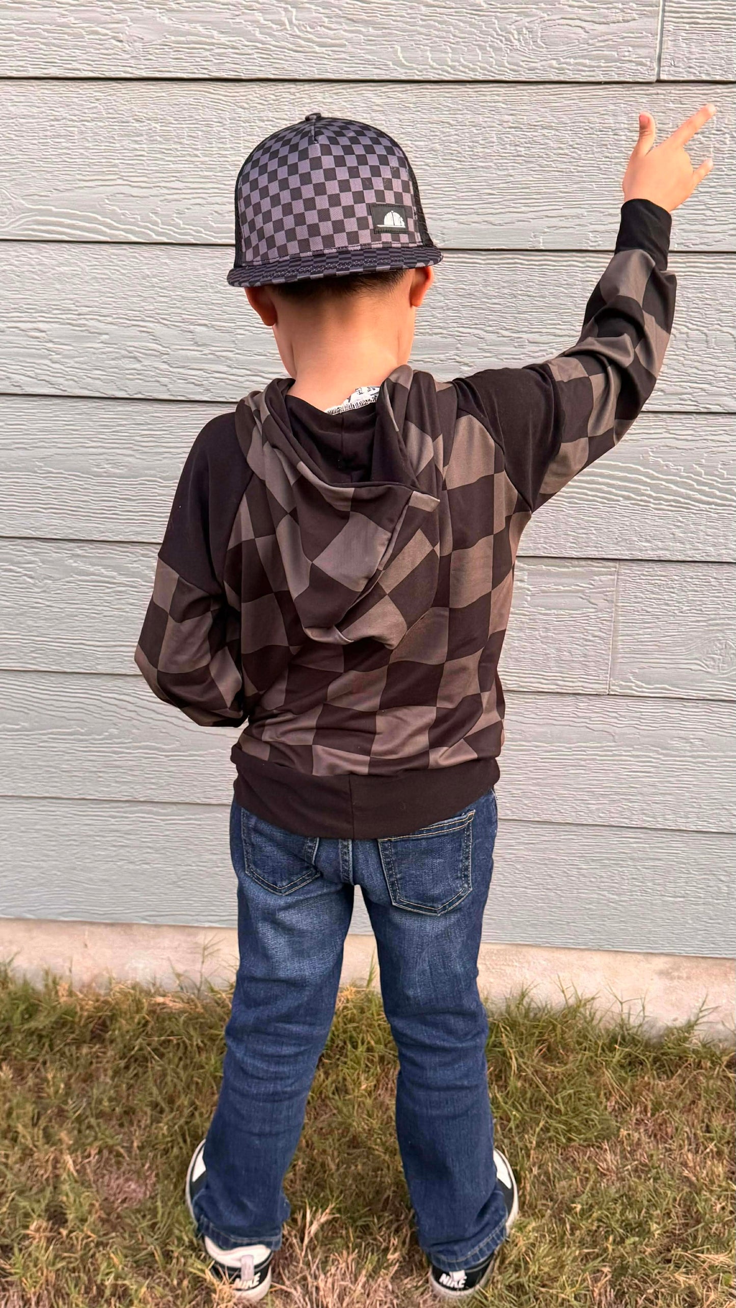 Charcoal Checks Hoodie