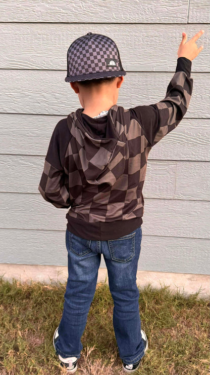 Charcoal Checks Hoodie